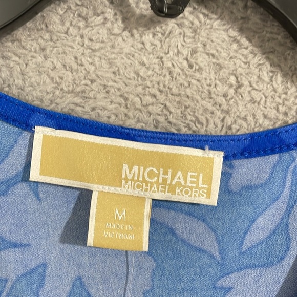NEW Michael Kors Womens M Printed Ruched Flutter Grecian Blue - Picture 5 of 9